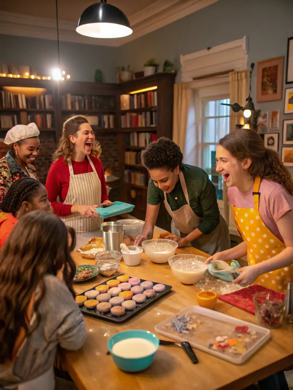 A group of community members gathered around a historic bread oven, actively participating in a bread-making workshop, with smiles and traditional tools in use. The image is used to showcase the Heritage Preservation Workshops program.